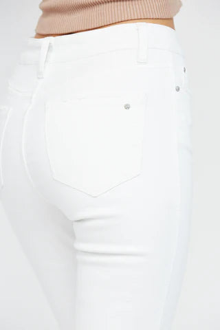 Halo White High Rise Crop Flare Denim